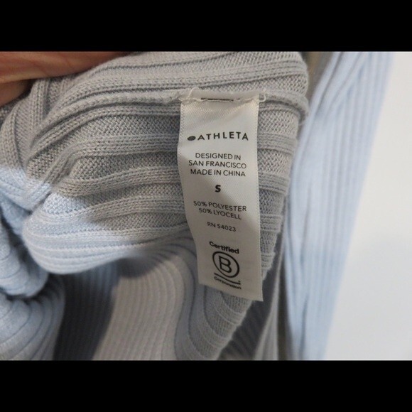 Athleta Sweater Blue Lincoln Park Ribbed Scoop Neck Glacial Womens Small Knit - Picture 6 of 10